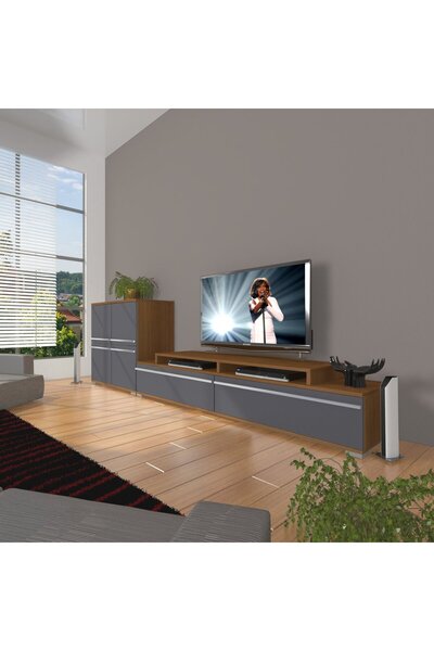 Decoraktiv Ekoflex On Mdf Tv Ünitesi Tv Sehpası - Ceviz - Antrasit