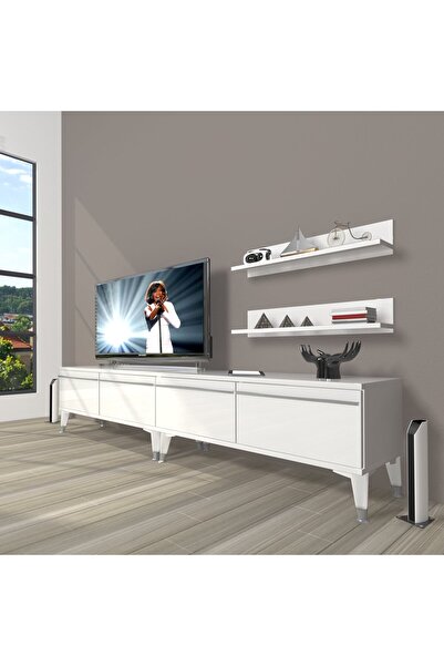 Decoraktiv Eko 220t Mdf Silver Tv Ünitesi Tv Sehpası - Parlak Beyaz