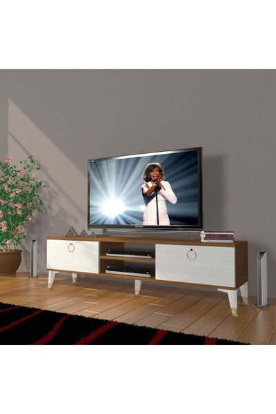 Decoraktiv Eko 140 Mdf Dvd Gold Tv Ünitesi Tv Sehpası - Ceviz - Beyaz