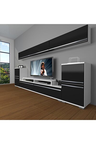 Decoraktiv Ekoflex 9 Mdf Tv Ünitesi Tv Sehpası - Beyaz - Siyah