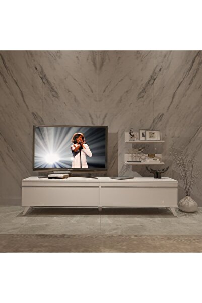 Decoraktiv Eko 4 Mdf Std Retro Tv Ünitesi Tv Sehpası - Parlak Beyaz