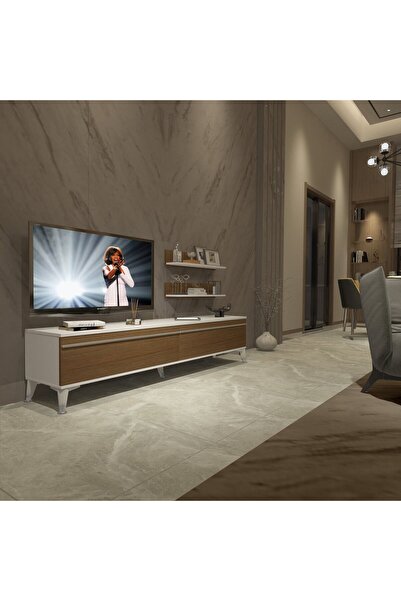 Decoraktiv Eko 4 Mdf Std Silver Tv Ünitesi Tv Sehpası - Beyaz - Ceviz