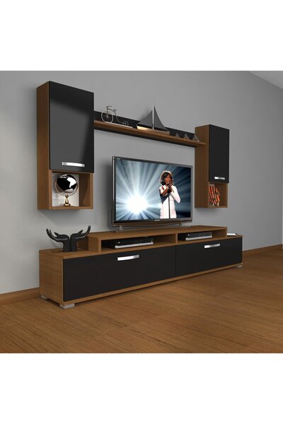 Decoraktiv Ekoflex 5da Mdf Tv Ünitesi Tv Sehpası - Ceviz - Siyah