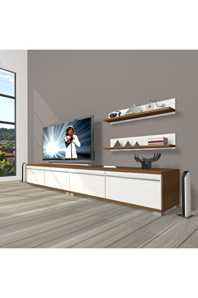 Decoraktiv Eko 220t Mdf Tv Ünitesi Tv Sehpası - Ceviz - Beyaz