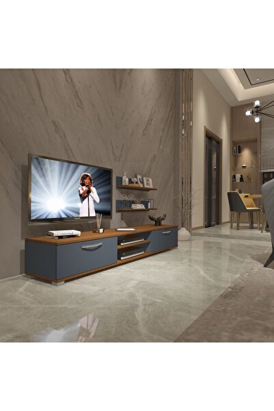 Decoraktiv Eko 4 Mdf Dvd Tv Ünitesi Tv Sehpası - Ceviz - Antrasit