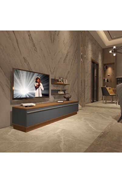 Decoraktiv Eko 4b Mdf Std Tv Ünitesi Tv Sehpası - Ceviz - Antrasit