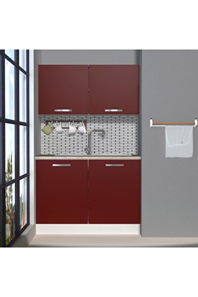 Decoraktiv Mini 120 Mdf Hazır Mutfak Dolabı - Bordo