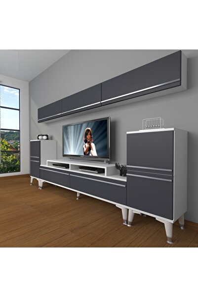 Decoraktiv Ekoflex 9 Mdf Silver Tv Ünitesi Tv Sehpası - Beyaz - Antrasit