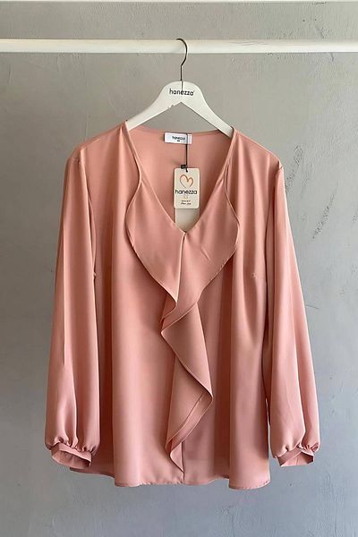 Hanezza Големи размери с волани Jessica Crepe Blouse Powder, 48-50
