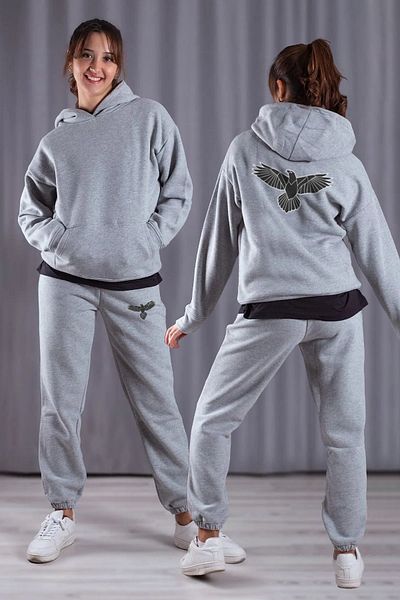 Frisson Eagle Printed Women's Tracksuit Set - Oversize Hooded