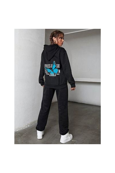Frisson Black Oversize Tracksuit Set