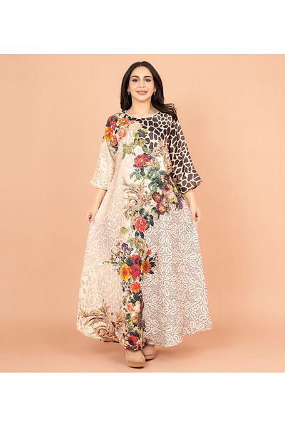 IKKXA Vibrant Floral Embellished Jalabiya