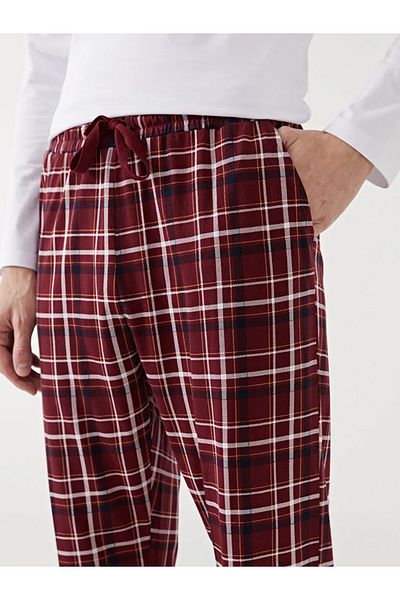 LC Waikiki Ανδρικό καρό πιτζάμες μπορντό Standard Fit