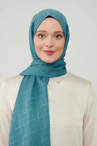 İpekhan Μπλε ζακάρ σάλι Levidor Water Green Maze Pattern