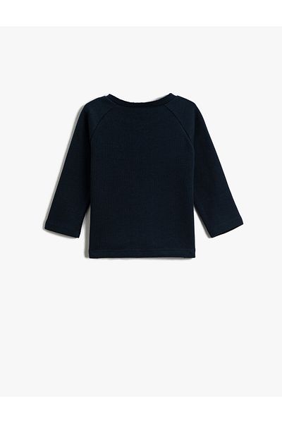 Koton Basic Ribbed Button Detailed Sweatshirt Cotton