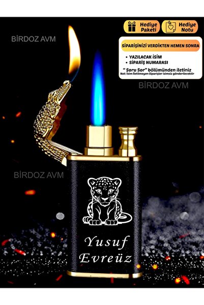 birdoz avm Kişiye Özel İsimli LEOPAR Tasarım Hediyelik Timsah Başlıklı Çift A...