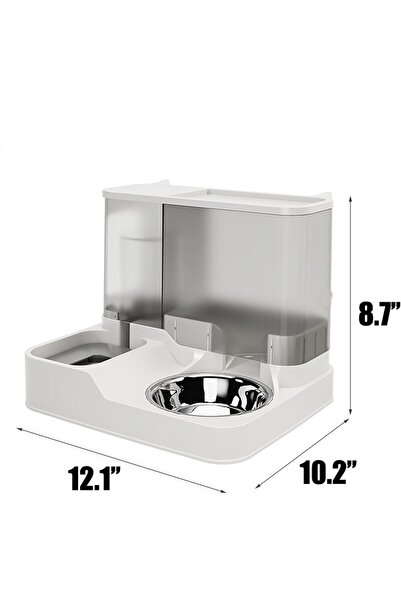 COOYA 2 in 1 Pet Feeder Water Bowl Kit, 1L Water Storage, 2.8L Feede, tainless steel, for cat, dog, Grey