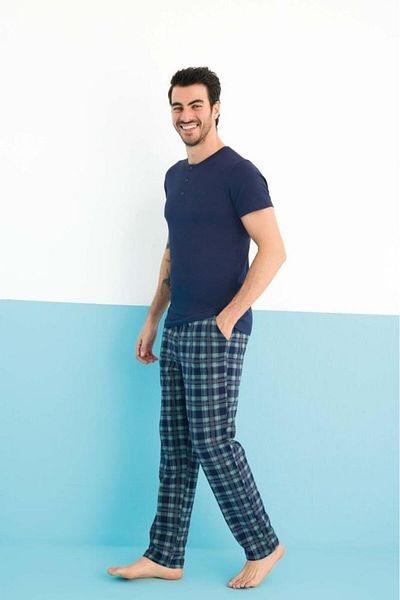andredimoda Σετ ανδρικές πιτζάμες AYDOĞAN Stylish Navy Blue Modal