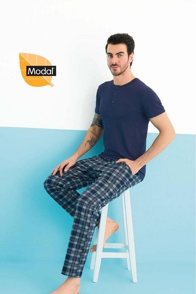 andredimoda Σετ ανδρικές πιτζάμες AYDOĞAN Stylish Navy Blue Modal