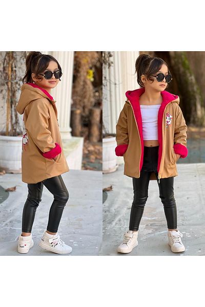 BERFONZO KIDS Mause Printed Girl's Waterproof Trench Coat Raincoat