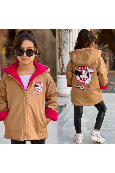 BERFONZO KIDS Mause Printed Girl's Waterproof Trench Coat Raincoat
