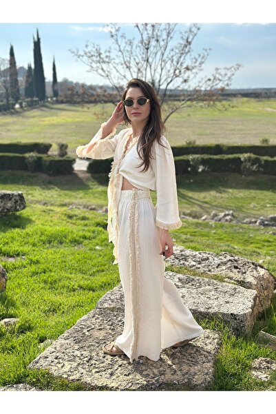 Butik Beyaz Müslin Pantolon