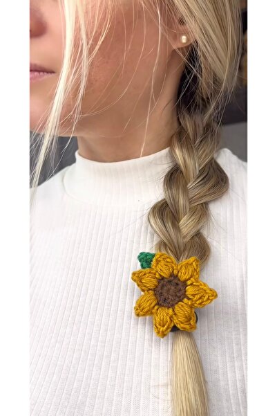 MİESSA مجموعة/مجموعة إبزيم عباد الشمس مكونة من قطعتين - أميجورومي، مطاط ومشابك