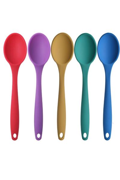 Atlas Mutfak طقم ملاعق سيليكون غير لاصقة مقاومة للحريق مقاس كبير 5 قطع – ملاع...