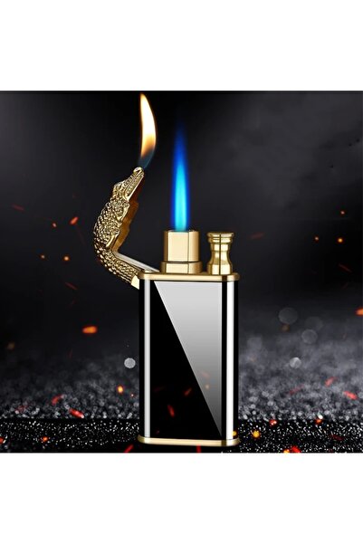 birdoz avm Kişiye Özel İsimli TEK TEKER MOTOR Tasarım Timsah Başlıklı Çift Ateşli Çakmak