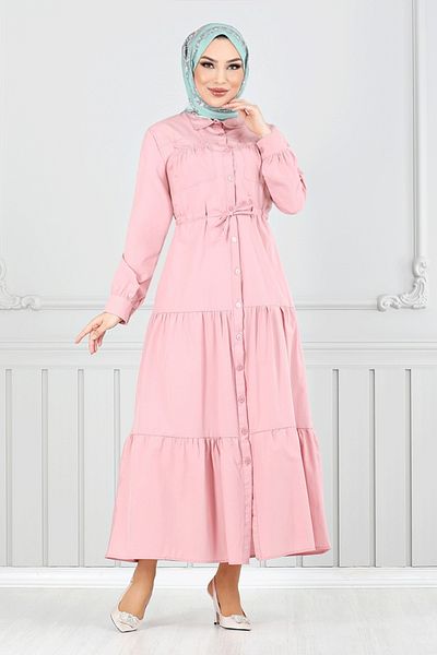 ModaMerve Χιτζάμπ με τούνελ μέσης - 225ASN936-M Light Dusty Rose