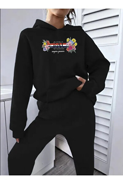 HOFFNUNG Girl Printed Tracksuit Set Sweatshirt Jogger