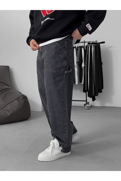 BYBASICMAN Anthracite Relax Fit Pocket Detailed Trousers C-6385