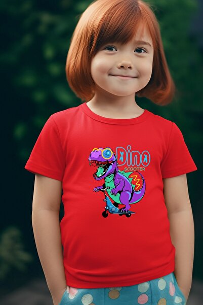 oneagılyazı تي شيرت كبير الحجم مطبوع عليه دينو للأطفال