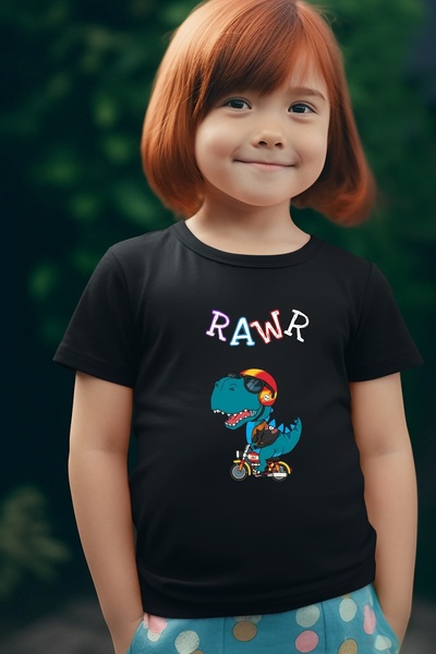 H&GHAMLEGİYİM تي شيرت للأطفال مطبوع عليه Rawr مقاس كبير