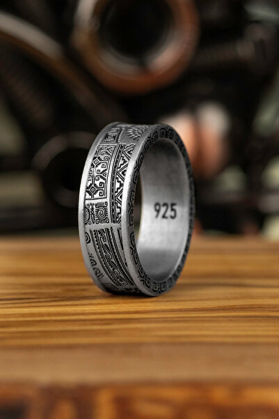 Pangea 925 Silver Maori Desenli 925 Ayar Gümüş Yüzük