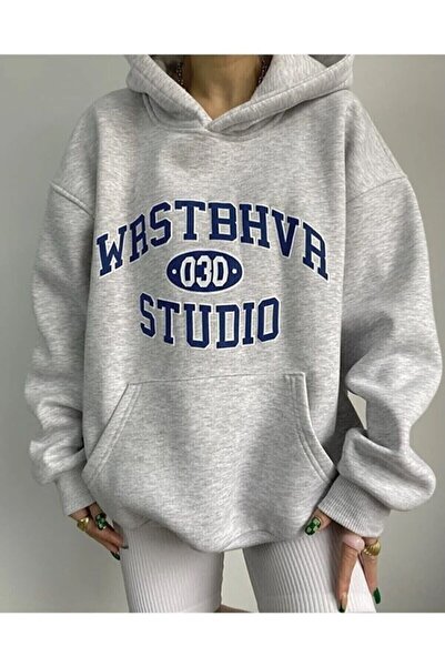 HOFFNUNG Unisex Gray Printed Hooded Unisex Sweatshirt