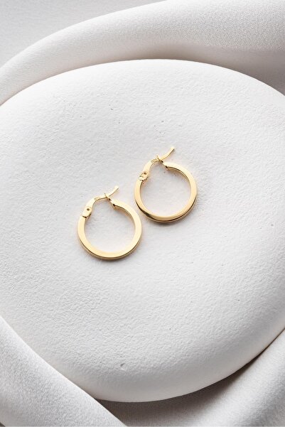 Nereze 925 Ayar Gümüş 20 Mm Halka Gold Kaplama Şarnel Küpe