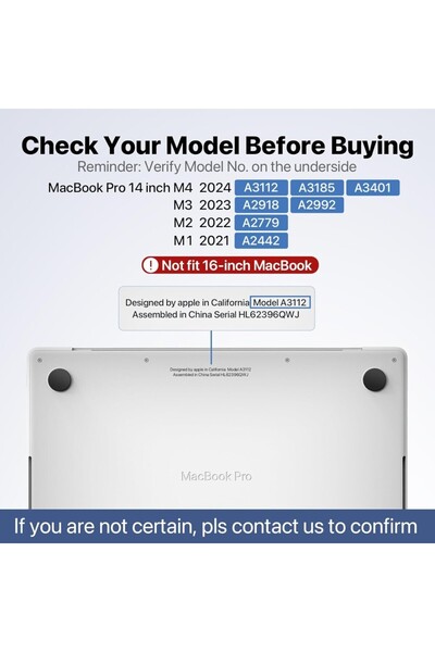 UnDePlus Apple Macbook Pro 14.2inç 2023 A2779 Uyumlu Kılıf Mat Ön Arka Kapak