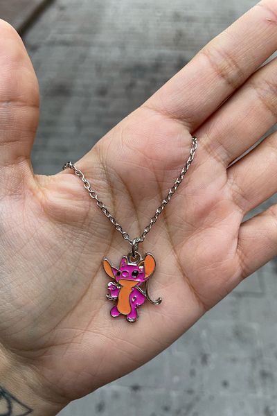 Köstebek Anime Stitch - Angel Silver Necklace
