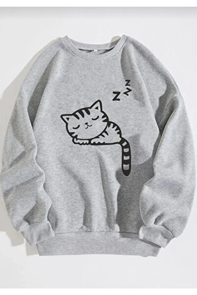 HOFFNUNG Cat Printed Hooded Sweatshirt