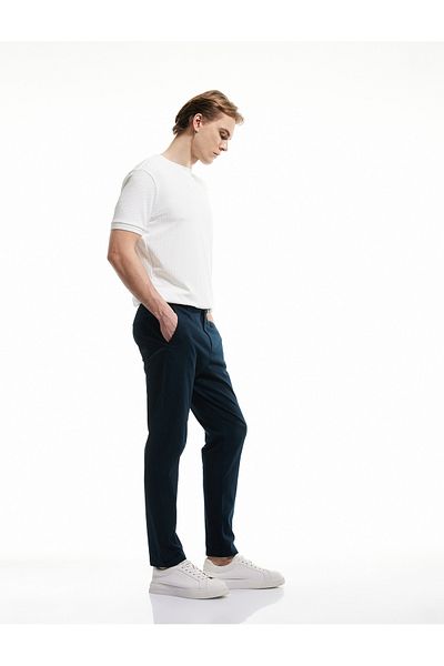 Koton Slim Fit Chino Trousers with Cotton Pocket Detail