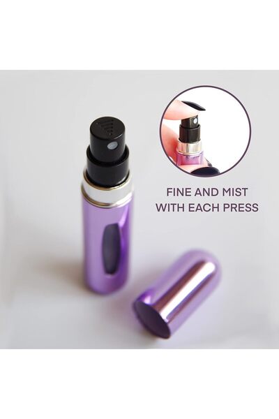 COOYA Set of 5 Refillable Perfume Bottles, 5ml Atomizer Spray, Leak-Proof Travel Essential