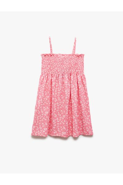 Koton Strappy Gipe Detailed A-Line Floral Patterned Dress