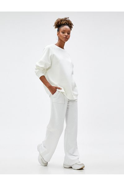 Koton Long Sleeve Oversize Sweatshirt - Crew Neck