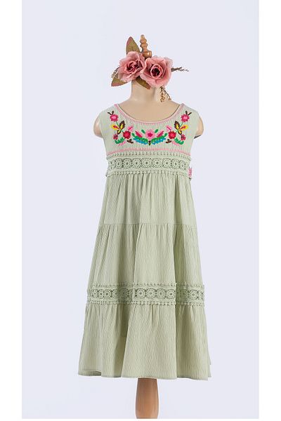 Tivido Rochie pentru fetiță cu broderie florală