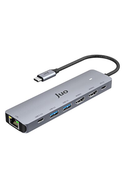 Juo Type-C 2*HDMI Dual MST 4K 60Hz Gigabit Ethernet Dönüştürücü 100W USB 3.2 Çoklayıcı Hub