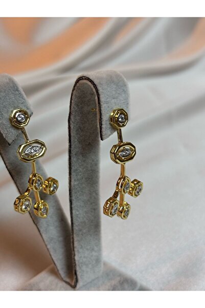 mysteriajewelry 14K Altın Kaplama Özel Seri Altın Renk Göz Sallantılı Küpe