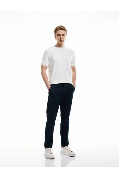 Koton Slim Fit Chino Trousers with Cotton Pocket Detail