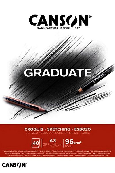 Canson GrAduAte Croquıs Sketch Block - 40 Sheets A3, 96 grams