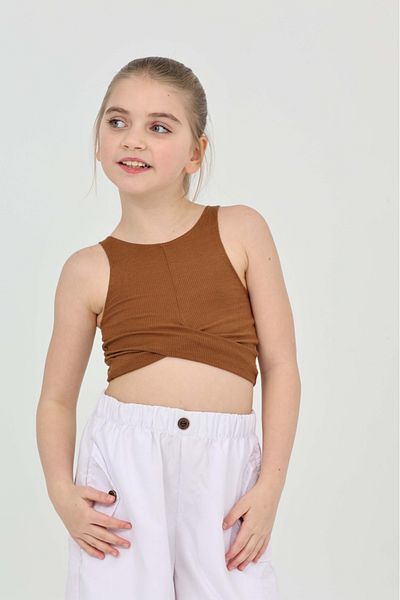 LePold Bluză Crop Camisole Model Cruce Fată